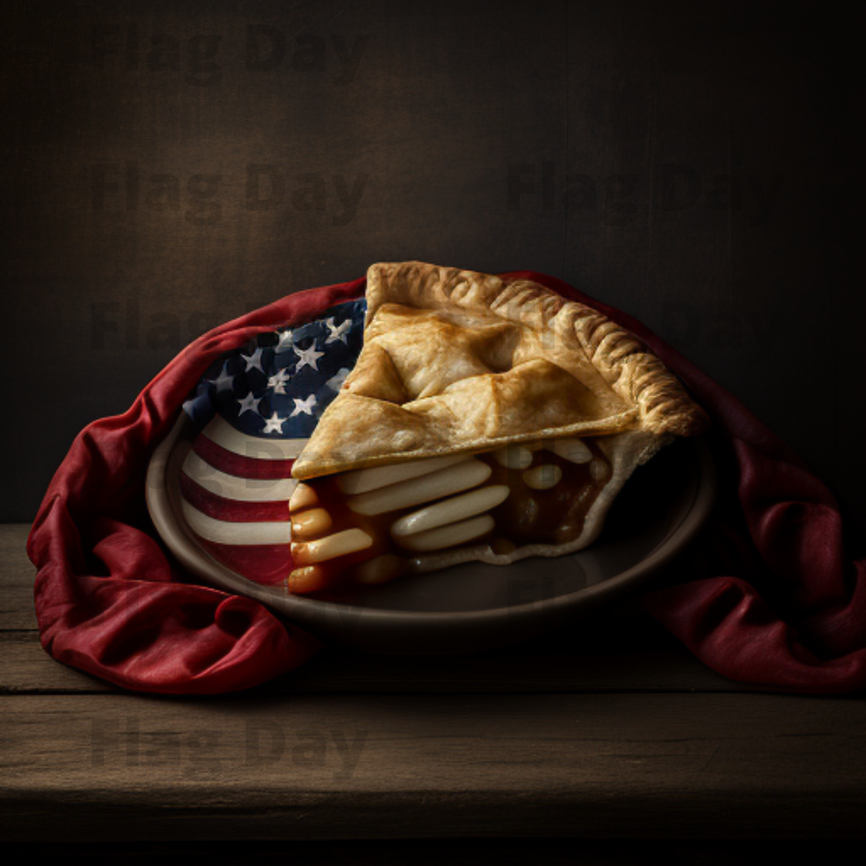 Apple Pie Slice with American Flag