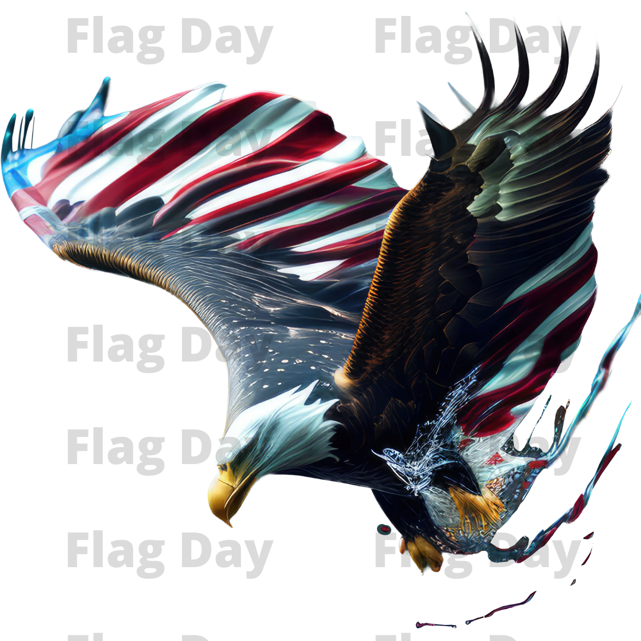 Soaring Bald Eagle American Flag
