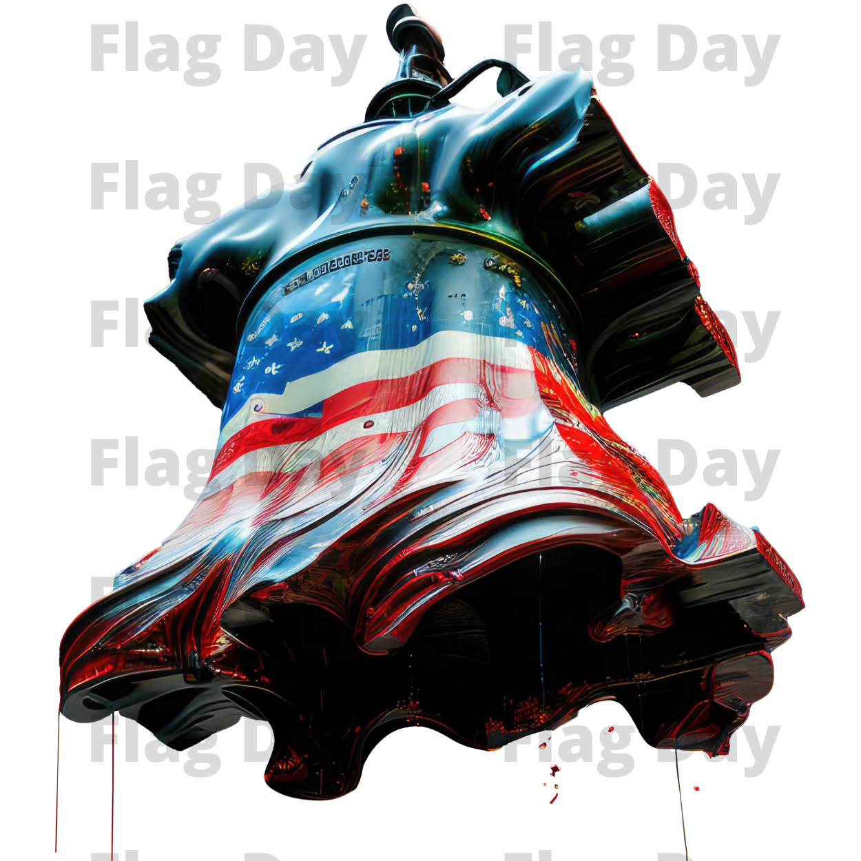 3D Liberty Bell with American Flag