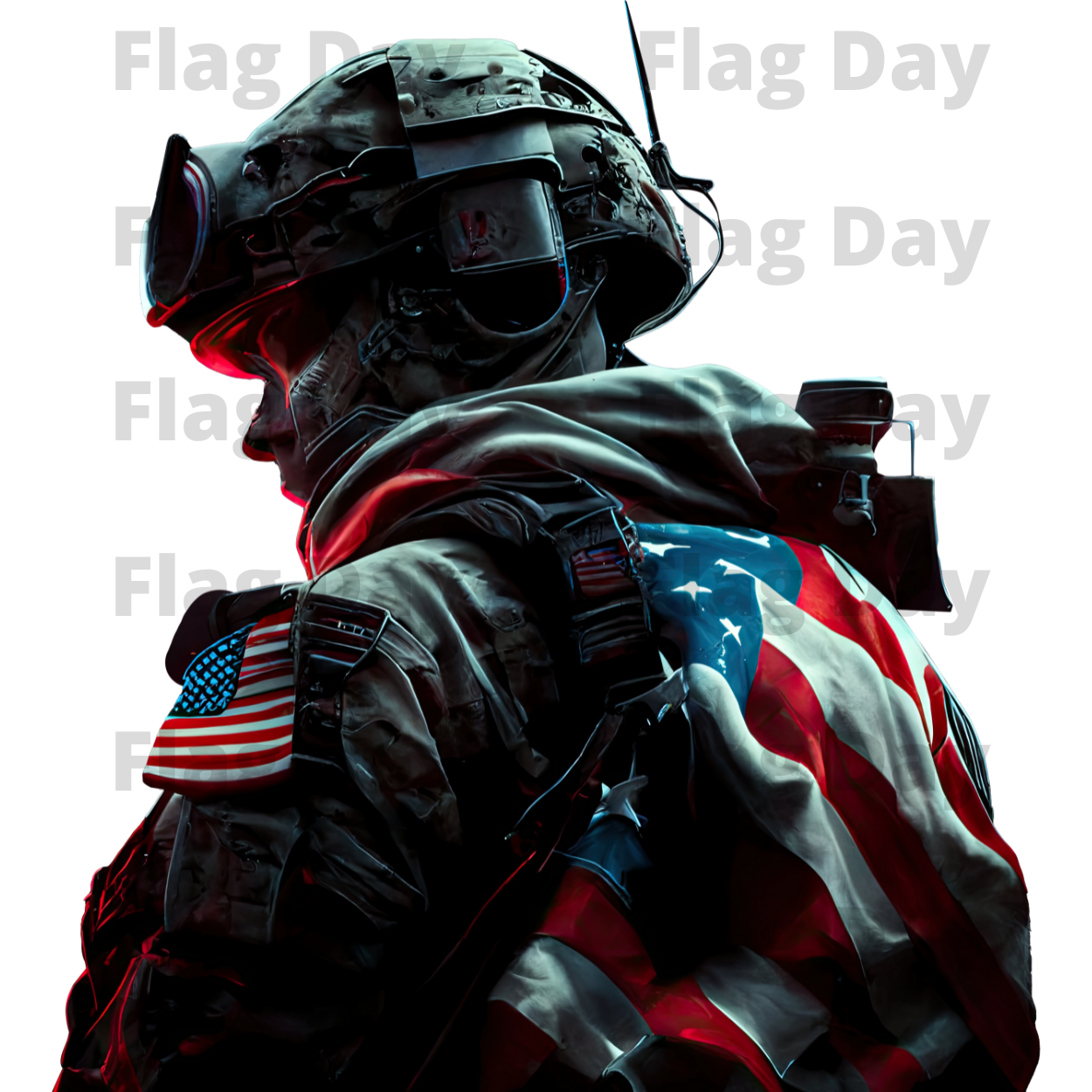 Soldier and American Flag