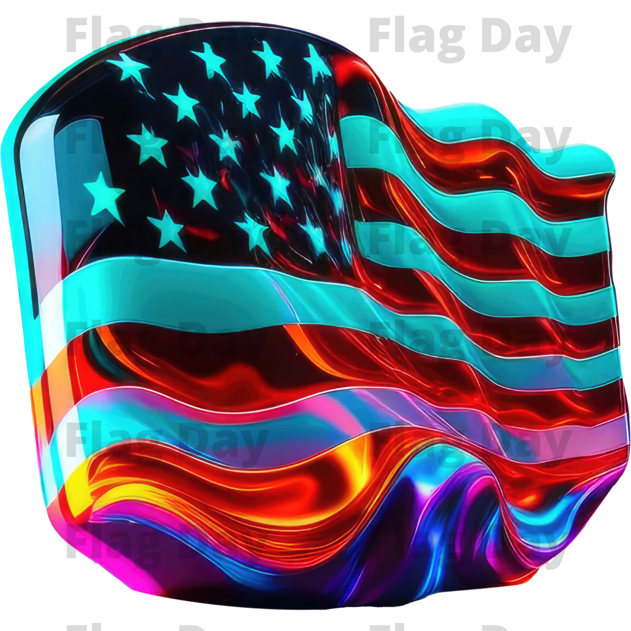 3D Neon American Flag
