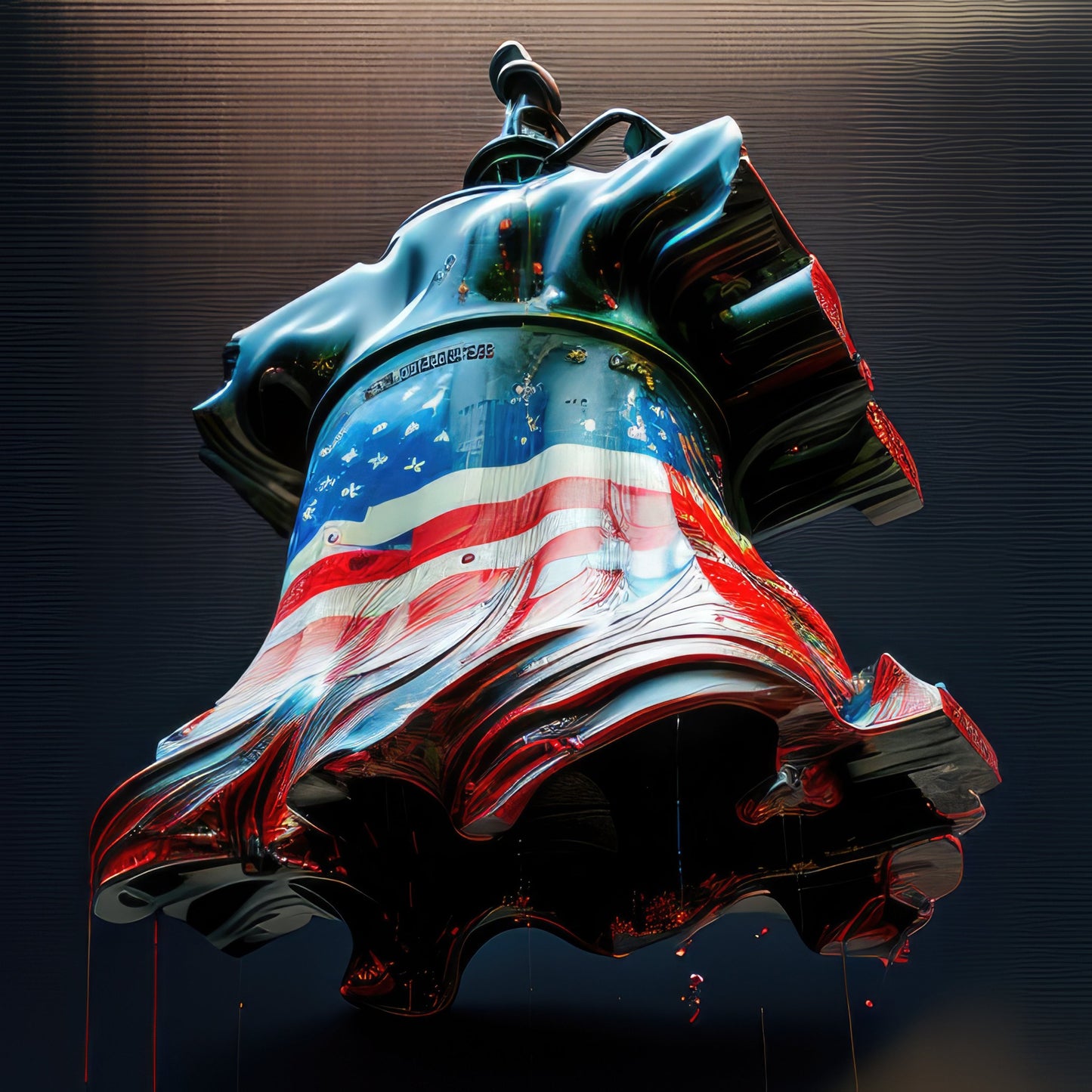 3D Liberty Bell with American Flag